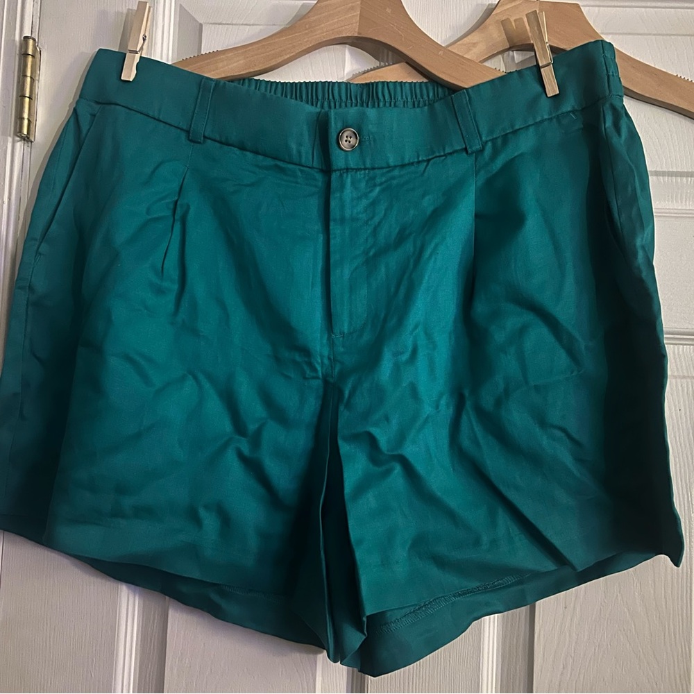 Teal Linen Shorts